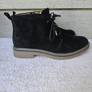 Comfortiva Align Rebeca Women's Black Leather Zip/Lace Chukka Boots Size 8W